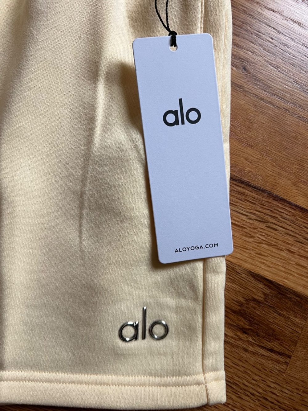 ALO Yoga Candlelight Yellow High-Rise Athletic Shorts with Drawstring - Picture 4 of 15